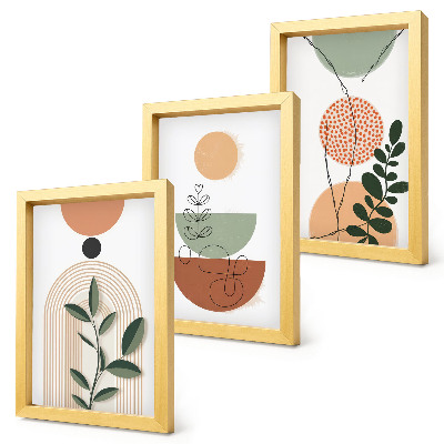 Bilderwand Abstrakte Formen mit farbenfrohen Pflanzenmotiven