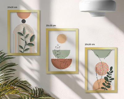 Bilderwand Abstrakte Formen mit farbenfrohen Pflanzenmotiven
