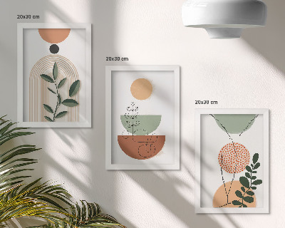 Bilderwand Abstrakte Formen mit farbenfrohen Pflanzenmotiven