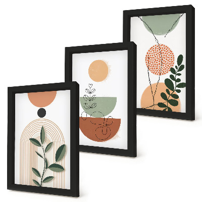 Bilderwand Abstrakte Formen mit farbenfrohen Pflanzenmotiven