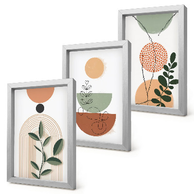 Bilderwand Abstrakte Formen mit farbenfrohen Pflanzenmotiven