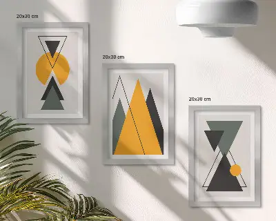 Bilderwand mit abstrakten geometrischen Formen