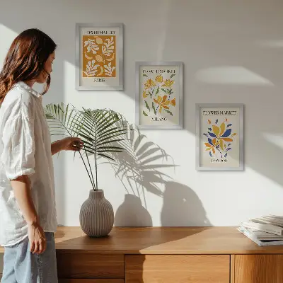 Blumenposter Paris Mailand London als Bilderset mit Rahmen