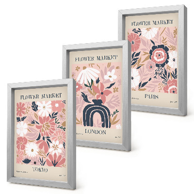 Bilderwand Blumenmotive in Tokio, London und Paris