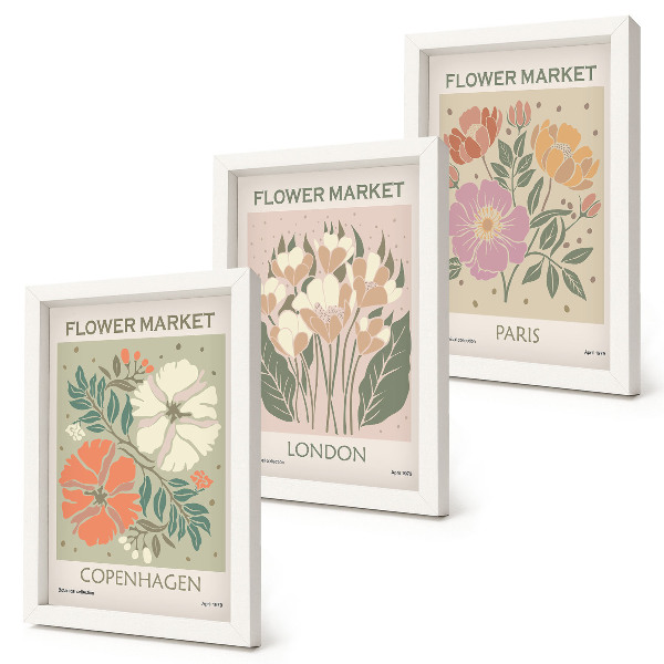 Bilderset mit rahmen Blumenposter Kopenhagen London Paris
