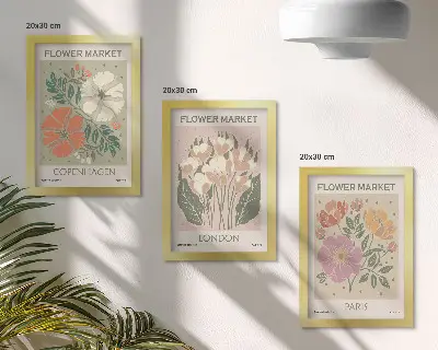 Blumenposter Kopenhagen London Paris bilderset mit rahmen