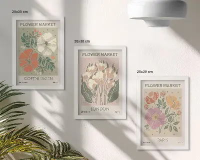 Blumenposter Kopenhagen London Paris bilderset mit rahmen