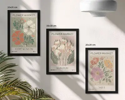 Blumenposter Kopenhagen London Paris bilderset mit rahmen