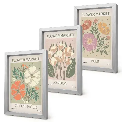 Blumenposter Kopenhagen London Paris bilderset mit rahmen