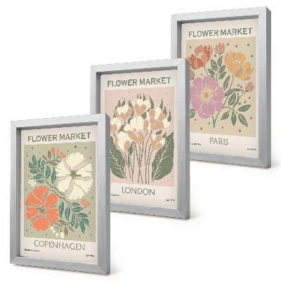 Bilderset mit rahmen Blumenposter Kopenhagen London Paris
