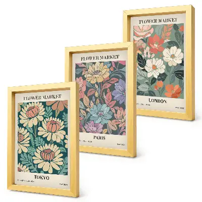 Fotowand mit Blumenmotiven aus Tokio, Paris und London