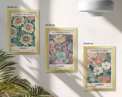 Fotowand mit Blumenmotiven aus Tokio, Paris und London