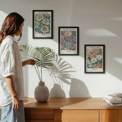Fotowand mit Blumenmotiven aus Tokio, Paris und London