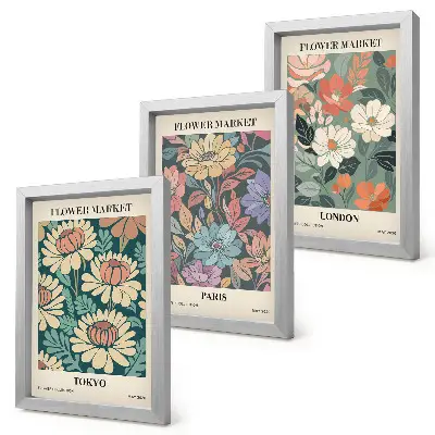Fotowand mit Blumenmotiven aus Tokio, Paris und London