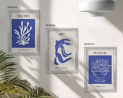 Bilderwand mit abstrakten Kunstdrucken von Henri Matisse