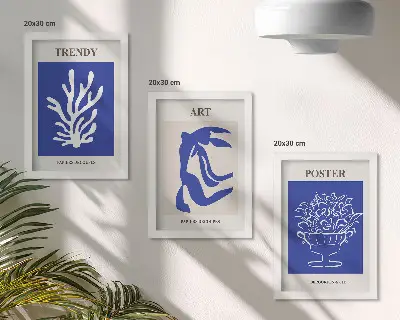 Bilderwand mit abstrakten Kunstdrucken von Henri Matisse