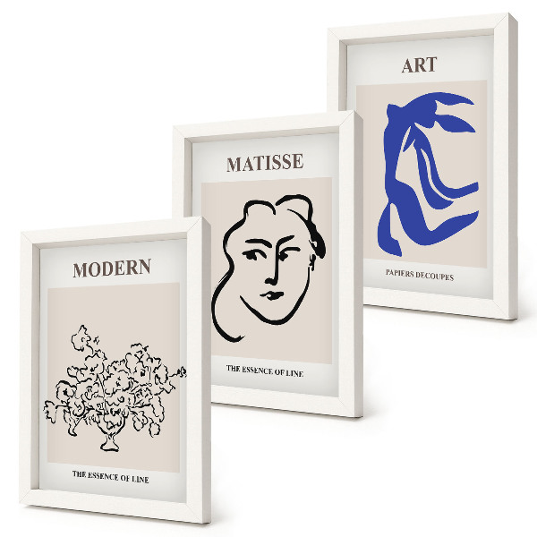 Bilderset mit rahmen Abstrakte Plakate im minimalistischen Stil von Henri Matisse