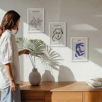Abstrakte Plakate im minimalistischen Stil von Henri Matisse bilderset mit rahmen