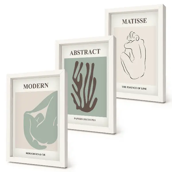 Bilderwand mit stilvollen abstrakten Gemälden von Henri Matisse