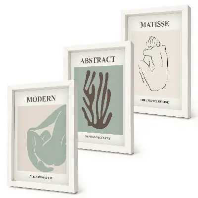 Bilderwand mit stilvollen abstrakten Gemälden von Henri Matisse