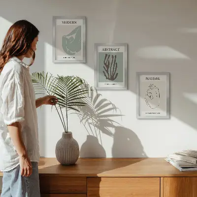 Bilderwand mit stilvollen abstrakten Gemälden von Henri Matisse