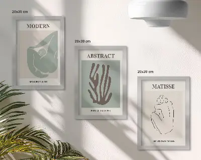 Bilderwand mit stilvollen abstrakten Gemälden von Henri Matisse