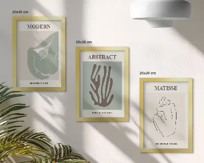 Bilderwand mit stilvollen abstrakten Gemälden von Henri Matisse