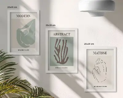 Bilderwand mit stilvollen abstrakten Gemälden von Henri Matisse
