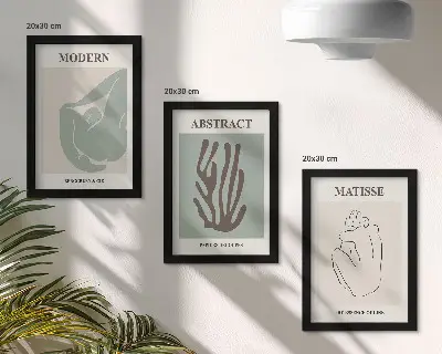 Bilderwand mit stilvollen abstrakten Gemälden von Henri Matisse