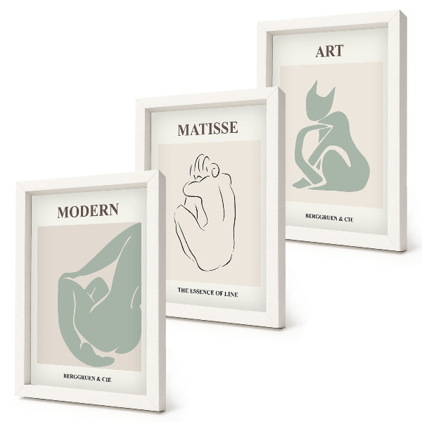 Bilderset mit rahmen Abstrakte Figuren in Pastelltönen von Henri Matisse