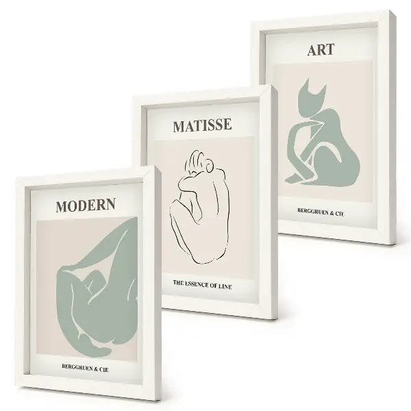 Abstrakte Figuren in Pastelltönen von Henri Matisse als Bilderset mit Rahmen