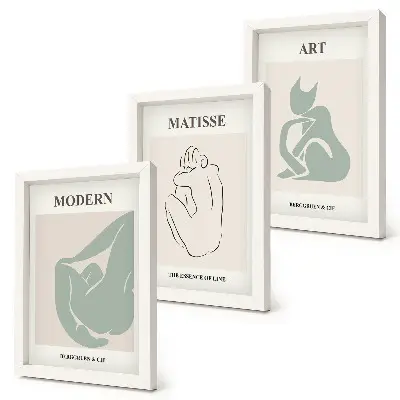 Abstrakte Figuren in Pastelltönen von Henri Matisse als Bilderset mit Rahmen