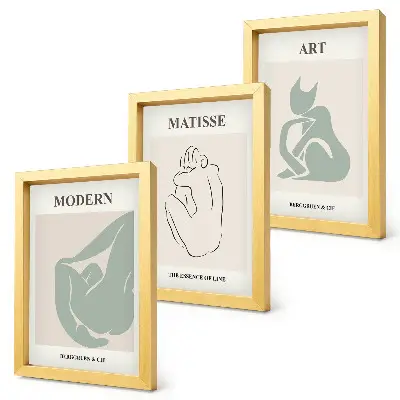 Abstrakte Figuren in Pastelltönen von Henri Matisse als Bilderset mit Rahmen