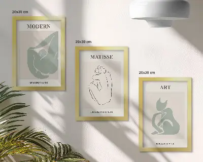 Abstrakte Figuren in Pastelltönen von Henri Matisse als Bilderset mit Rahmen
