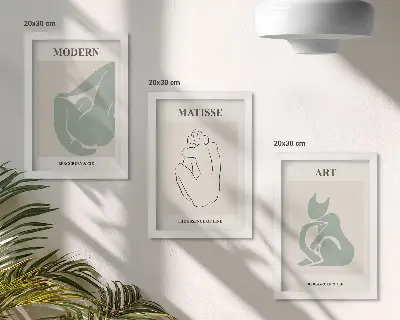 Abstrakte Figuren in Pastelltönen von Henri Matisse als Bilderset mit Rahmen