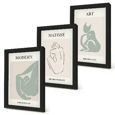 Abstrakte Figuren in Pastelltönen von Henri Matisse als Bilderset mit Rahmen