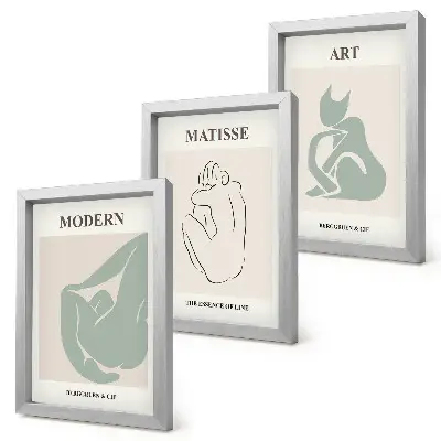 Abstrakte Figuren in Pastelltönen von Henri Matisse als Bilderset mit Rahmen