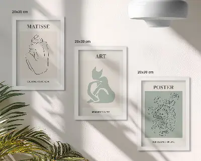 Bilderwand mit Plakaten in Beige- und Grüntönen von Henri Matisse