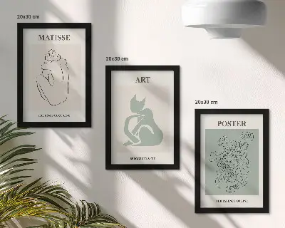 Bilderwand mit Plakaten in Beige- und Grüntönen von Henri Matisse