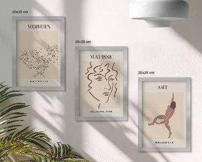 Bilderset mit rahmen Stilvolle Grafiken mit Blumen, Gesichtern und menschlichen Figuren