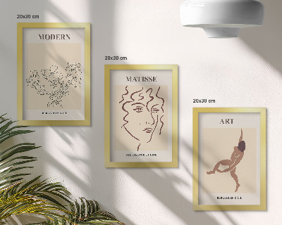 Bilderset mit rahmen Stilvolle Grafiken mit Blumen, Gesichtern und menschlichen Figuren