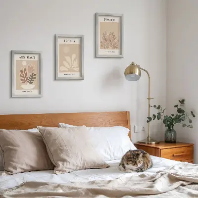 Fotowand mit Pflanzenmotiven in Beige- und Brauntönen