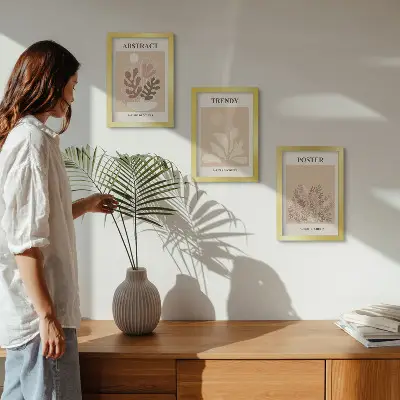 Fotowand mit Pflanzenmotiven in Beige- und Brauntönen