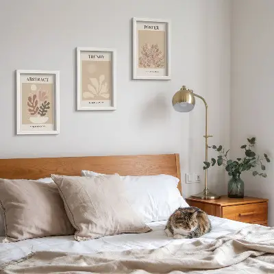 Fotowand mit Pflanzenmotiven in Beige- und Brauntönen