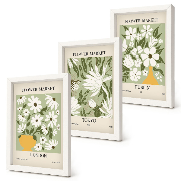Bilderwand Blumenposterdesigns London Tokio Dublin
