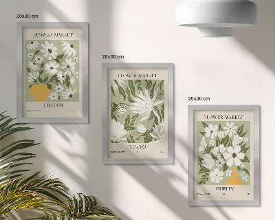 Bilderwand Blumenposterdesigns London Tokio Dublin