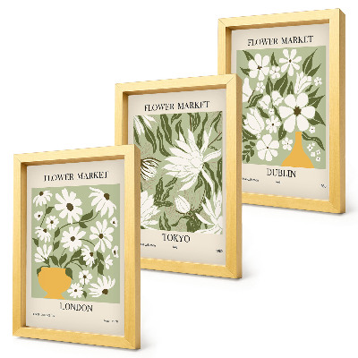 Bilderwand Blumenposterdesigns London Tokio Dublin