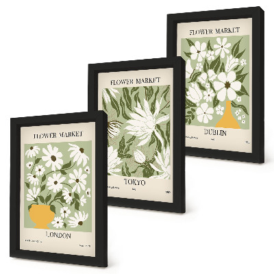 Bilderwand Blumenposterdesigns London Tokio Dublin