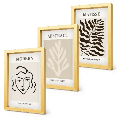 Fotowand mit Gesichts- und Blätterillustrationen im Stil von Henri Matisse