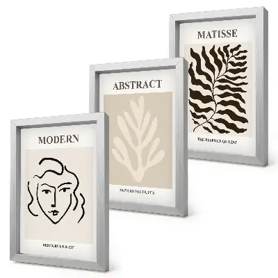 Fotowand mit Gesichts- und Blätterillustrationen im Stil von Henri Matisse